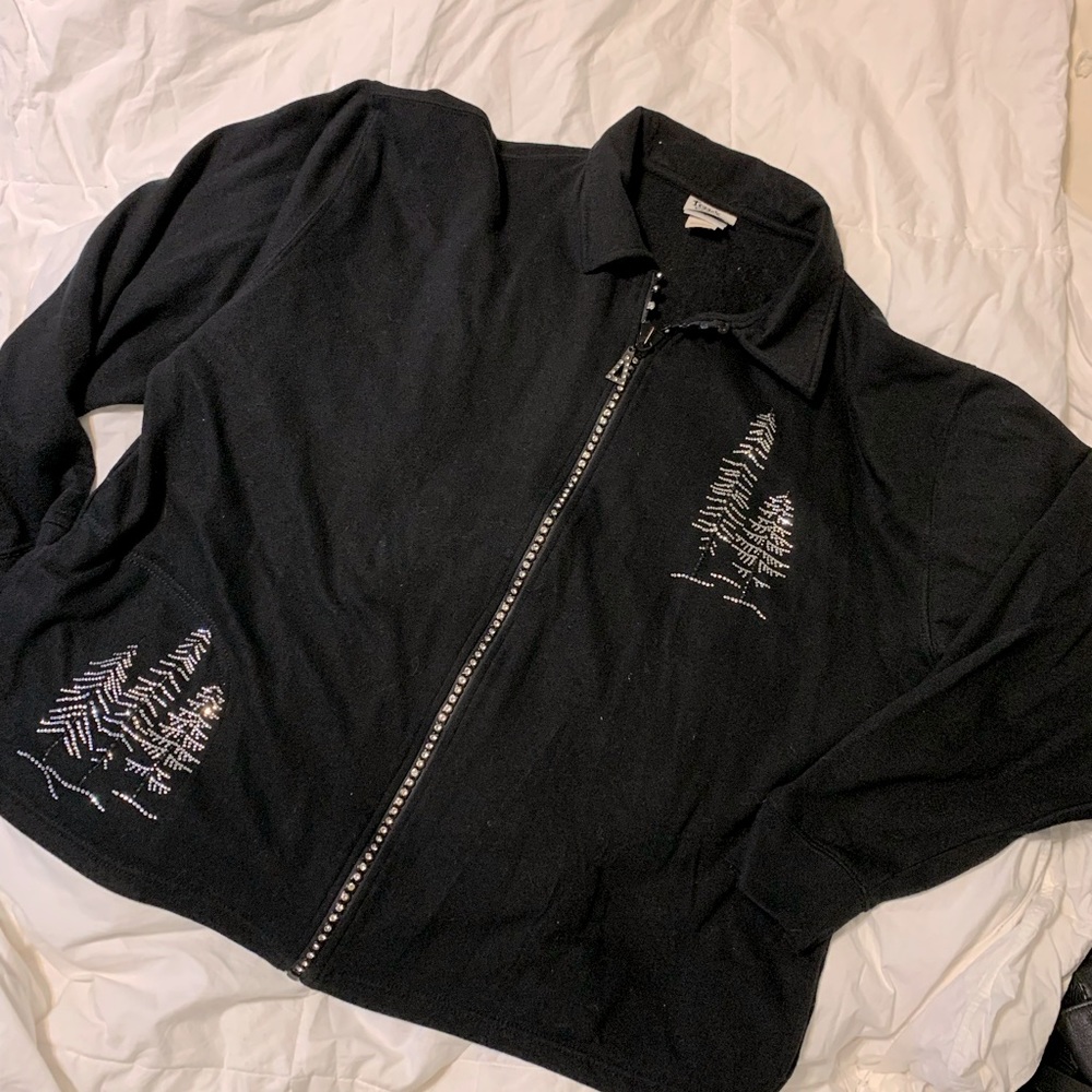 Isaac’s design Alaska Jacket front pockets swarovski crystals tree design 2x